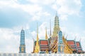 Landscape view of Grand palace, Temple of the Emerald Buddha (Wat pra kaew) in Bangkok ,Thailand. Royalty Free Stock Photo