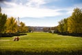 Landscape view of the grounds of the Nelson-Atkins Museum of Art in Kansas City, Missouri Royalty Free Stock Photo