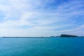 Landscape view of harbor and blue Sea and islan