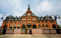 Landscape view of the historic Central Railroad of New Jersey Terminal, a Romanesque-style Royalty Free Stock Photo