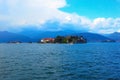 Landscape, view with Isola Bella, Island on Maggiore lake, alps, Stresa, Italy Royalty Free Stock Photo