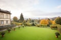 landscape view of an italianate villas belvedere overlooking a manicured garden