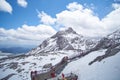 Landscape view of Jade Dragon Snow Mountain Peak with path way.