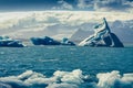 Landscape view of Jokullsarlon lagoon with floating ice, Iceland