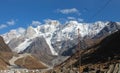 Landscape view of Kedar peak . Snow-covered Himalayas peak .