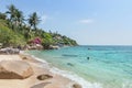 Landscape view of Koh Tao Island beach or Turtle Island under blue sky in summer day Royalty Free Stock Photo