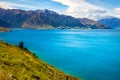 Landscape view of Lake Hawea and mountains, Otago, New Zealand Royalty Free Stock Photo