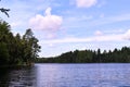 Landscape view of Leonard Pond, Colton, St. Lawrence County, New York, United States. NY. US. USA.