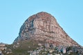 Landscape view of Lions Head and surroundings on a sunny day. Scenery of the peak of a mountain against a clear blue sky Royalty Free Stock Photo