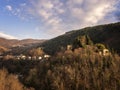 Landscape view of Lunigiana, north Tuscany, Italy. View of Verrucola coming from Pognana. Beautiful spring evening Royalty Free Stock Photo