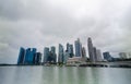 landscape view at marina bay water front area with skyscraper highrise building skyscrapers in the central business district of Royalty Free Stock Photo