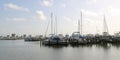 Landscape view of a Marina and boat slip in Biloxi, Mississippi.