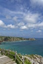 Porthcurno beach at Lands End in Cornwall Royalty Free Stock Photo
