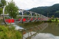 Modern bridge over the river Mur or Mura in Austria