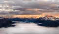Landscape view of mountain range at sunrise, Alberta, Canada Royalty Free Stock Photo
