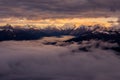Landscape view of mountain range at sunrise, Mount Fairview, Canada Royalty Free Stock Photo