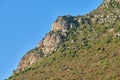 Landscape view of mountains in Hout Bay in Cape Town, South Africa during summer holiday and vacation. Scenic hills Royalty Free Stock Photo