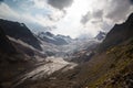 Landscape with a view of the mountains and a melting glacier