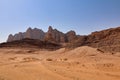 landscape view of mountains ridges in wadi rum desert Royalty Free Stock Photo
