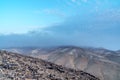 Landscape view on mystic blue morning desert sunrise