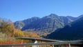 landscape view of nature with highway road and mountain blue sky background Royalty Free Stock Photo