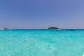 Landscape view ocean beautiful blue sky and boat