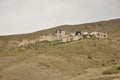 Landscape view of a old tibetan Buddhist monastery on slope of the mountain in Padum Royalty Free Stock Photo