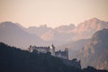 Landscape view of the Old town of Salzburg with Fortress Hohensalzburg between the mountains Royalty Free Stock Photo