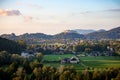 Landscape view of the Old town of Salzburg with Fortress Hohensalzburg at sunset Royalty Free Stock Photo