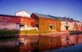 Landscape view of Otaru canals and warehouse at night in Hokkaido Japan