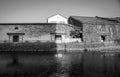 Landscape view of Otaru canals and warehouse at night in Hokkaido Japan