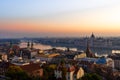 Landscape view over Budapest Parliament Building, Hungary. Royalty Free Stock Photo