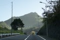 Landscape view over a highway road in Madeira island Royalty Free Stock Photo