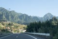Landscape view over a highway road with mountains, in Madeira Royalty Free Stock Photo