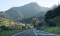 Landscape view over a highway road in Madeira island Royalty Free Stock Photo