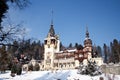 Peles Castle in winter, Romania Royalty Free Stock Photo