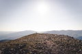 Landscape view of a person walking towards the top of Quandary Peak. Royalty Free Stock Photo