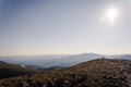 Landscape view of a person walking towards the top of Quandary Peak. Royalty Free Stock Photo