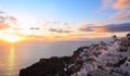 The landscape view point as Sunset sky scene at Oia town on Santorini island, Greece Royalty Free Stock Photo