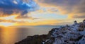 The landscape view point as Sunset sky scene at Oia town on Santorini island, Greece Royalty Free Stock Photo