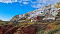 The landscape view point with blue sky scene at Oia town on Santorini island, Greece Royalty Free Stock Photo