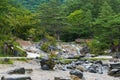 Landscape view of public park with mineral hot springs Royalty Free Stock Photo