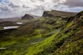 Landscape view of Quiraing mountains in Isle of Skye, Scottish h Royalty Free Stock Photo