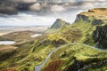 Landscape view of Quiraing mountains on Isle of Skye, Scottish h Royalty Free Stock Photo