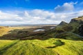 Landscape view of Quiraing mountains on Isle of Skye, Scottish h Royalty Free Stock Photo