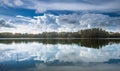 Landscape view reflection lake water and cloud sky