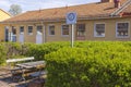 Landscape view of rest place with No smoking sign near hospital.