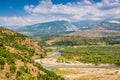 Landscape view on river Black Drin near Koplik in Albania
