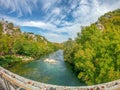 Landscape view of river Cetina from old metal bridge