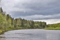 Landscape view of river Gauja on a warm, cloudy spring day Royalty Free Stock Photo